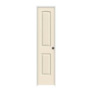 JELD-WEN Smooth 2-Panel Arch Top V-Groove Solid Core Primed Molded Prehung Interior Door
