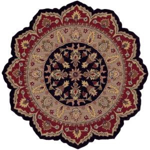 LR Resources Traditional Shape Black and Red 5 ft. Star Plush Indoor Area Rug