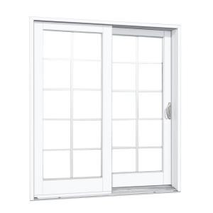 MasterPiece Composite 59-1/4 in. x 79-1/2 in. White Right-Hand Smooth Interior with 10 Lite Grilles Between Glass Sliding Patio Door
