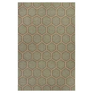 Kas Rugs Party Tiles Green/Cream 3 ft. 3 in. x 5 ft. 3 in. Area Rug