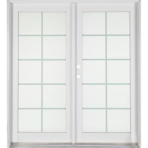 Ashworth Professional Series 72 in. x 80 in. White Aluminum/Wood French Patio Door with Brass Hardware