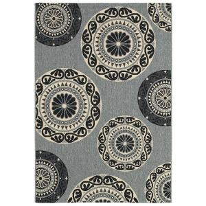 LR Resources Lanai Grey 7 ft. 9 in. x 9 ft. 9 in. Plush Outdoor Area Rug
