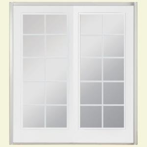 Masonite 72 in. x 80 in. White Right 10 Lite Fiberglass Patio Door with No Brickmold in Vinyl Frame