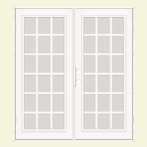 Unique Home Designs Classic French 60 in. x 80 in. White Left-Active Surface Mount Security Door with White Perforated Aluminum Screen