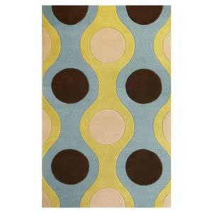 Kas Rugs Circle and Stripe Light Blue 3 ft. 3 in. x 5 ft. 3 in. Area Rug