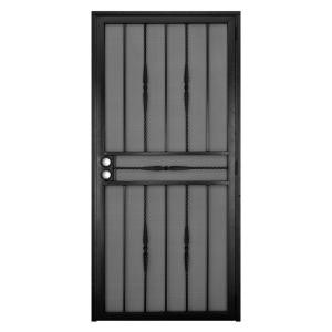 Unique Home Designs Cottage Rose 36 in. x 80 in. Black Outswing Security Door