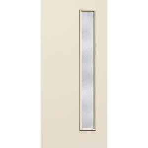 Builder's Choice 1 Lite Rain Glass Unfinished Fiberglass Raw Entry Door with Brickmould