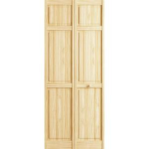 Frameport 36 in. x 80 in. 6-Panel Pine Unfinished Interior Bi-fold Closet Door