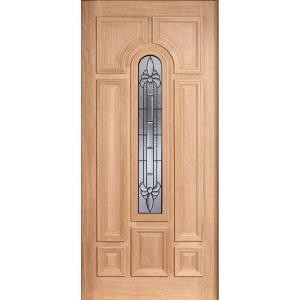 Main Door Mahogany Type Unfinished Beveled Zinc Arch Glass Solid Wood Entry Door Slab