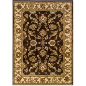 LR Resources Traditional Brown and Cream Rectangle 5 ft. 3 in. x 7 ft. 5 in. Plush Indoor Area Rug
