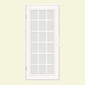 Unique Home Designs Classic French 32 in. x 80 in. White Left-Hand Recessed Mount Security Door with White Perforated Aluminum Screen
