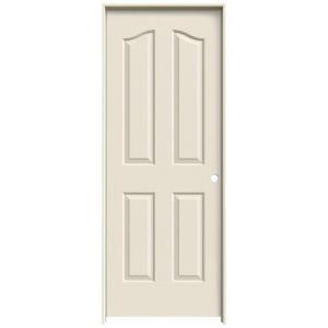 JELD-WEN Textured 4-Panel Eyebrow Top Primed Molded Prehung Interior Door