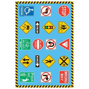 LA Rug Inc. Fun Time Traffic Signs Multi Colored 19 in. x 29 in. Accent Rug