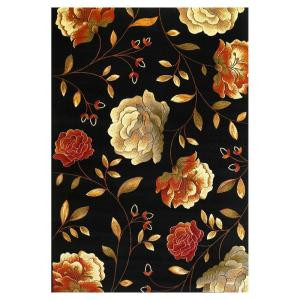 Kas Rugs Roses to Riches Black 7 ft. 10 in. x 9 ft. 10 in. Area Rug
