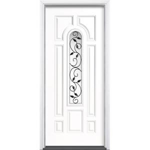 Masonite Pergola Center Arch Primed Steel Entry Door with Brickmold