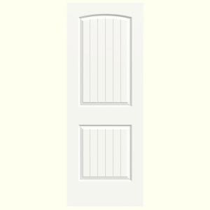 JELD-WEN Smooth 2-Panel Arch Top V-Groove Painted Molded Interior Door Slab