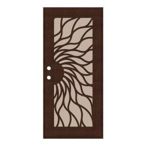 Unique Home Designs Sunfire 32 in. x 80 in. Copper Right-Hand Recess Mount Security Door with Desert Sand Perforated Aluminum Screen