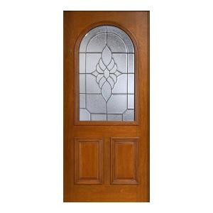 Main Door Mahogany Type Prefinished Cherry Beveled Patina Roundtop Glass Solid Wood Entry Door Slab