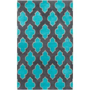 Rizzy Home Fusion Collection Gray/Turquoise 5 ft. x 8 ft. Print Area Rug