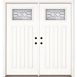Feather River Doors Mission Pointe Zinc Craftsman Primed Smooth Fiberglass Double Entry Door