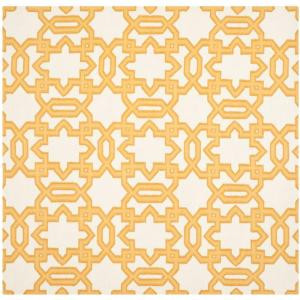 Safavieh Dhurries Ivory/Yellow 6 ft. x 6 ft. Square Area Rug