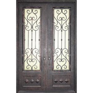 Iron Doors Unlimited Vita Francese 3/4 Lite Painted Oil Rubbed Bronze Decorative Wrought Iron Entry Door