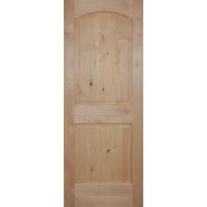 Builder's Choice 2-Panel Arch Top Unfinished Solid Core Knotty Alder Prehung Interior Door