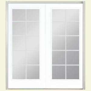 Masonite 60 in. x 80 in. Painted Prehung Right-Hand Inswing 10-Lite Steel Patio Door with No Brickmold