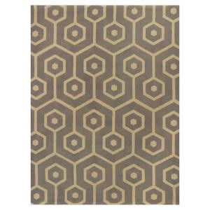 Kas Rugs Eloquent Lines Slate/Beige 5 ft. x 7 ft. Area Rug