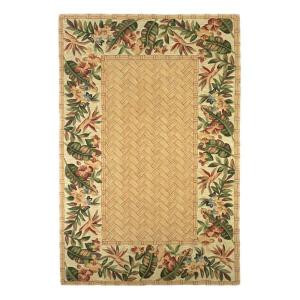 Kas Rugs Centered Bamboo Floral Beige 8 ft. 6 in. x 11 ft. 6 in. Area Rug