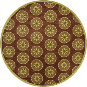 Chandra Dharma Brown/Lime 7 ft. 9 in. Round Area Rug