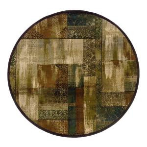 Eternity New Country Beige and Green 8 ft. Round Area Rug