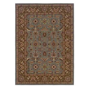 Linon Home Decor Trio Light Blue and Brown 8 ft. x 10 ft. Area Rug