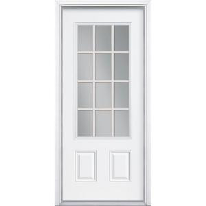 Masonite Premium 12 Lite Primed Steel Entry Door with Brickmold