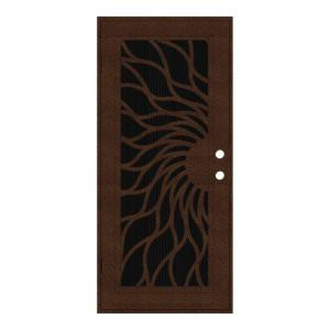 Unique Home Designs Sunfire 36 in. x 80 in. Copperclad Left-Handed Recessed Mount Aluminum Security Door with Charcoal Insect Screen