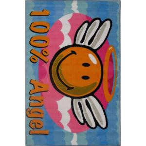 LA Rug Inc. Smiley Angel Multi Colored 19 in. x 19 in. Accent Rug