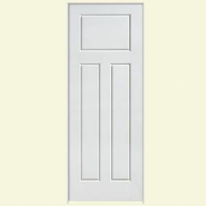 Masonite Safe-N-Sound Glenview Smooth 3-Panel Craftsman Solid Core Primed Composite Prehung Interior Door