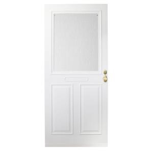 Forever Series 36 in. White Composite Store-in-Door Traditional Storm Door with Black Hardware