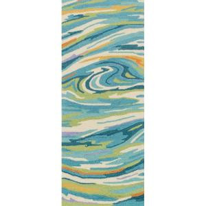 Loloi Rugs Olivia Life Style Collection Teal Multi 2 ft. x 5 ft. Runner