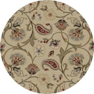Tayse Rugs Impressions Ivory 5 ft. 3 in. Round Transitional Area Rug