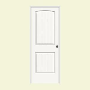 JELD-WEN Smooth 2-Panel Arch Top V-Groove Painted Molded Prehung Interior Door