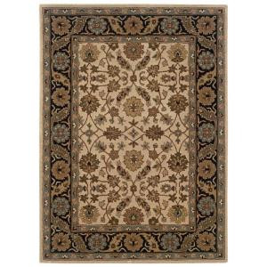 Linon Home Decor Trio Traditional Ivory and Black 1 ft. 10 in. x 2 ft. 10 in. Area Rug