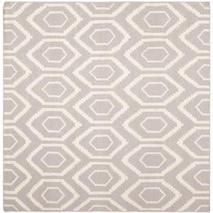 Safavieh Dhurries Grey/Ivory 8 ft. x 8 ft. Square Area Rug