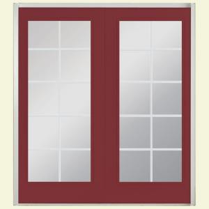 Masonite 60 in. x 80 in. Red Bluff Prehung Right-Hand Inswing Steel 10 Lite Patio Door with No Brickmold