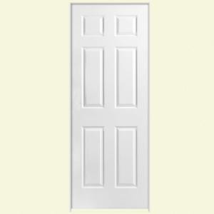 Masonite Safe-N-Sound Textured 6-Panel Solid Core Primed Composite Prehung Interior Door