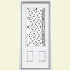 Masonite Halifax Three Quarter Rectangle Primed Steel Entry Door with Brickmold