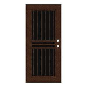 Unique Home Designs Plain Bar 36 in. x 80 in. Copperclad Left-handed Surface Mount Aluminum Security Door with Charcoal Insect Screen
