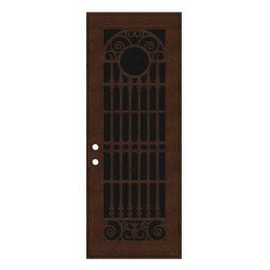 Unique Home Designs Spaniard 36 in. x 96 in. Copper Right-handed Surface Mount Aluminum Security Door with Black Perforated Aluminum Screen