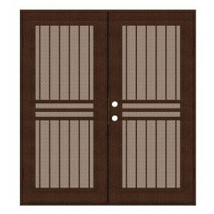 Unique Home Designs Plain Bar 72 in. x 80 in. Copper Right-active Surface Mount Aluminum Security Door with Desert Sand Perforated Screen