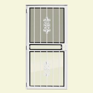 Unique Home Designs Rambling Rose 36 in. x 80 in. White Recessed Mount Outswing All Season Security Door
